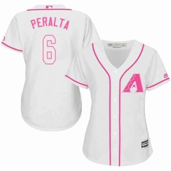 Women's Majestic Arizona Diamondbacks 6 David Peralta Replica White Fashion MLB Jersey