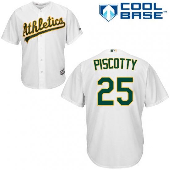 Men's Majestic Oakland Athletics 25 Stephen Piscotty Replica White Home Cool Base MLB Jersey