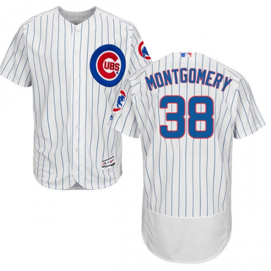 Men's Majestic Chicago Cubs 38 Mike Montgomery White Home Flexbase Authentic Collection MLB Jersey