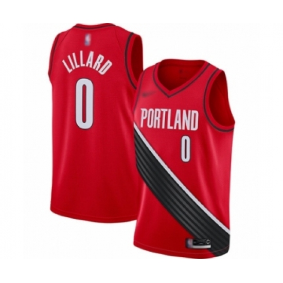 Men's Portland Trail Blazers 0 Damian Lillard Authentic Red Finished Basketball Jersey - Statement Edition