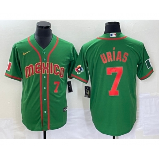 Men's Mexico Baseball 7 Julio Urias Number 2023 Green World Classic Stitched Jersey12