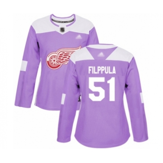 Women's Detroit Red Wings 51 Valtteri Filppula Authentic Purple Fights Cancer Practice Hockey Jersey