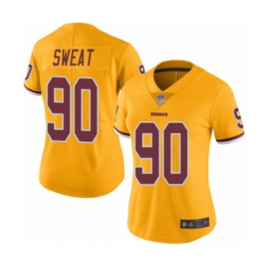 Women's Washington Redskins 90 Montez Sweat Limited Gold Rush Vapor Untouchable Football Jersey