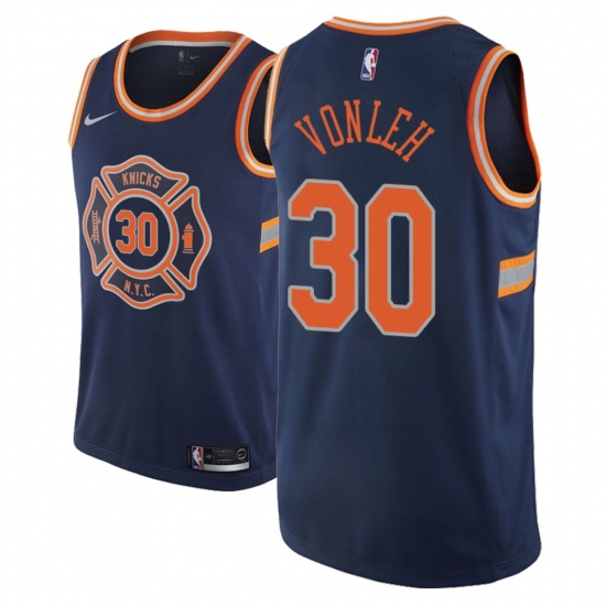 Men NBA 2018-19 New York Knicks 30 Noah Vonleh City Edition Navy Jersey