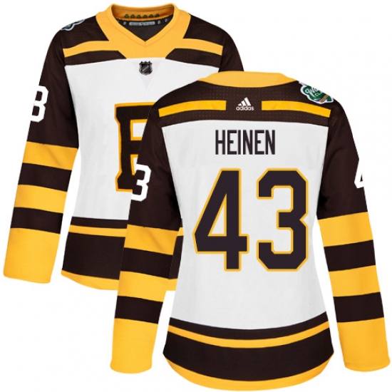 Women's Adidas Boston Bruins 43 Danton Heinen Authentic White 2019 Winter Classic NHL Jersey