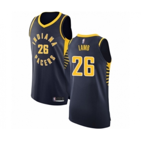 Men's Indiana Pacers 26 Jeremy Lamb Authentic Navy Blue Basketball Jersey - Icon Edition