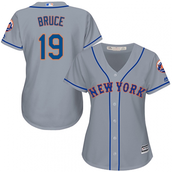 Women's Majestic New York Mets 19 Jay Bruce Authentic Grey Road Cool Base MLB Jersey