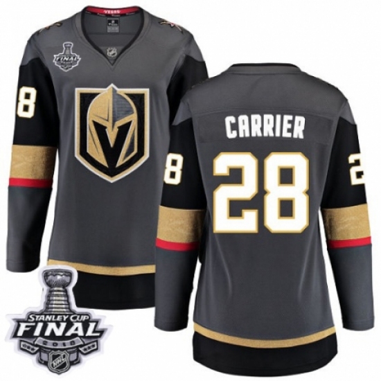 Women's Vegas Golden Knights 28 William Carrier Authentic Black Home Fanatics Branded Breakaway 2018 Stanley Cup Final NHL Jersey