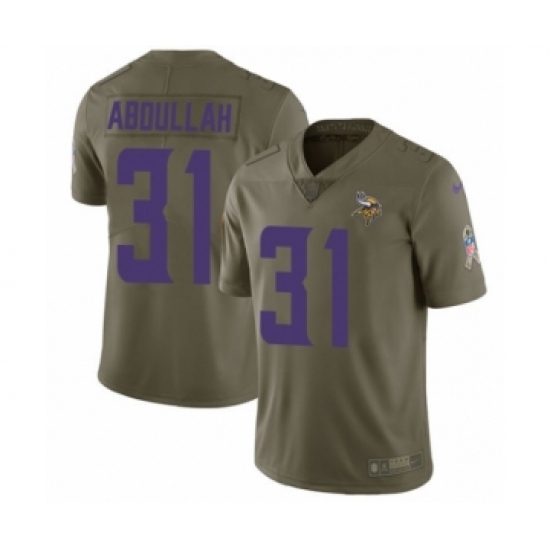 Men's Nike Minnesota Vikings 31 Ameer Abdullah Limited Olive 2017 Salute to Service NFL Jersey