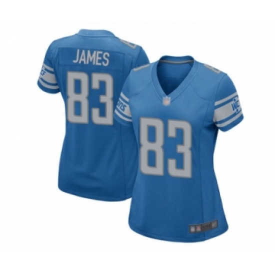 Women's Detroit Lions 83 Jesse James Game Blue Team Color Football Jersey