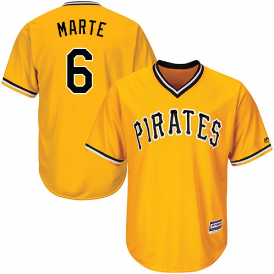 Men's Majestic Pittsburgh Pirates 6 Starling Marte Replica Gold Alternate Cool Base MLB Jersey