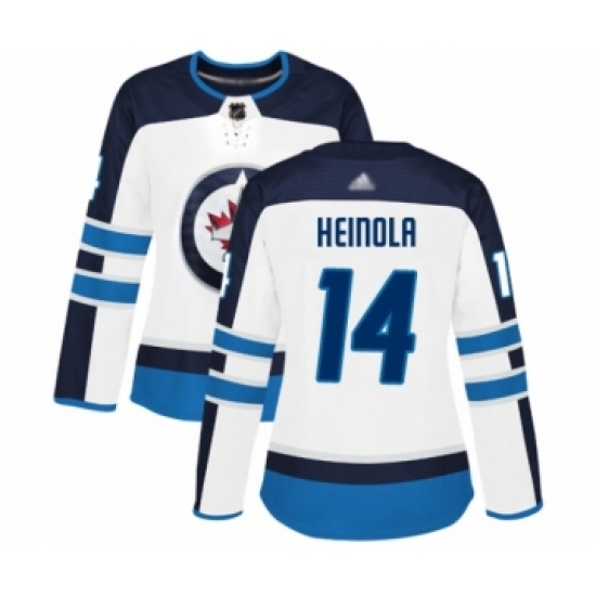 Women's Winnipeg Jets 14 Ville Heinola Authentic White Away Hockey Jersey