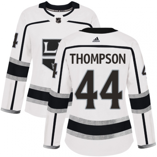 Women's Adidas Los Angeles Kings 44 Nate Thompson Authentic White Away NHL Jersey