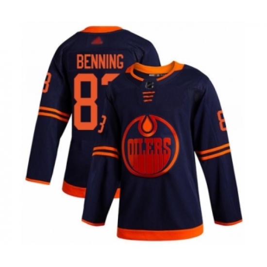 Youth Edmonton Oilers 83 Matt Benning Authentic Navy Blue Alternate Hockey Jersey