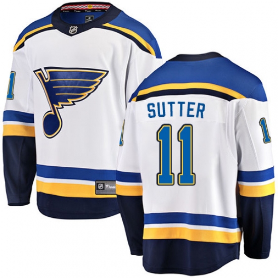 Youth St. Louis Blues 11 Brian Sutter Fanatics Branded White Away Breakaway NHL Jersey