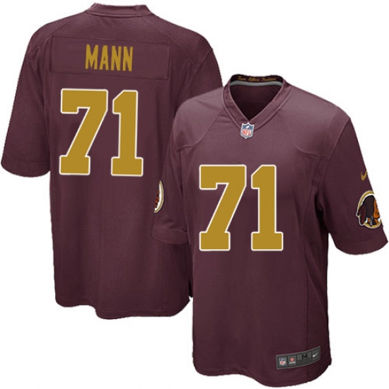 Men's Nike Washington Redskins 71 Charles Mann Game Burgundy Red/Gold Number Alternate 80TH Anniversary NFL Jersey