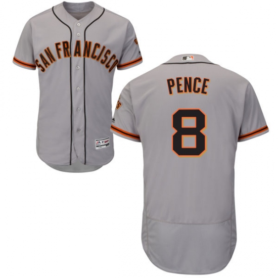 Men's Majestic San Francisco Giants 8 Hunter Pence Grey Road Flex Base Authentic Collection MLB Jersey