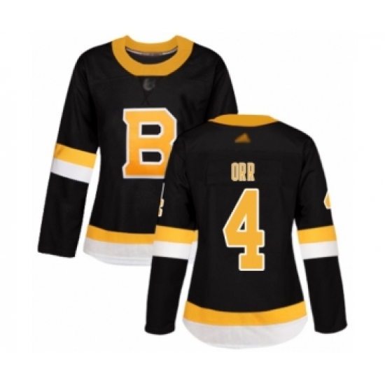 Women's Boston Bruins 4 Bobby Orr Authentic Black Alternate Hockey Jersey