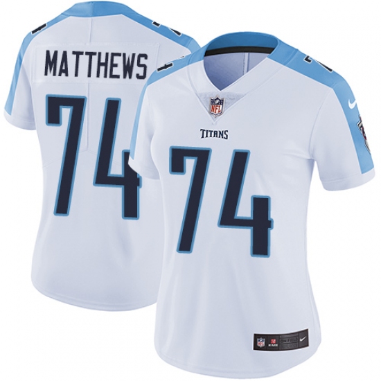 Women's Nike Tennessee Titans 74 Bruce Matthews Elite White NFL Jersey