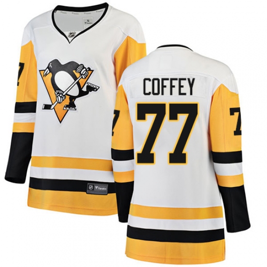 Women's Pittsburgh Penguins 77 Paul Coffey Authentic White Away Fanatics Branded Breakaway NHL Jersey