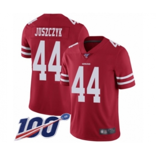 Youth San Francisco 49ers 44 Kyle Juszczyk Red Team Color Vapor Untouchable Limited Player 100th Season Football Jersey