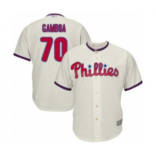 Youth Philadelphia Phillies 70 Arquimedes Gamboa Authentic Cream Alternate Cool Base Baseball Player Jersey