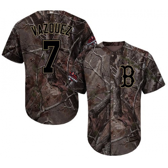 Men's Majestic Boston Red Sox 7 Christian Vazquez Authentic Camo Realtree Collection Flex Base 2018 World Series Champions MLB Jersey