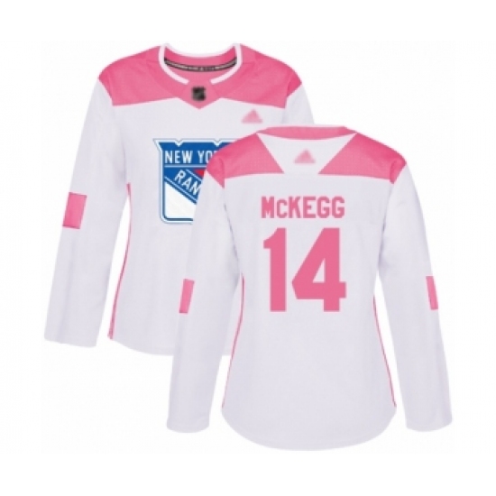 Women's New York Rangers 14 Greg McKegg Authentic White Pink Fashion Hockey Jersey