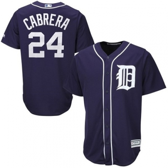 Youth Majestic Detroit Tigers 24 Miguel Cabrera Authentic Navy Blue Cool Base MLB Jersey