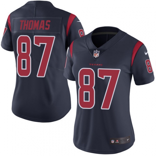 Women's Nike Houston Texans 87 Demaryius Thomas Limited Navy Blue Rush Vapor Untouchable NFL Jersey