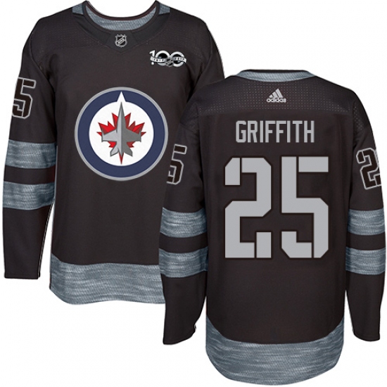 Men's Adidas Winnipeg Jets 25 Seth Griffith Authentic Black 1917-2017 100th Anniversary NHL Jersey