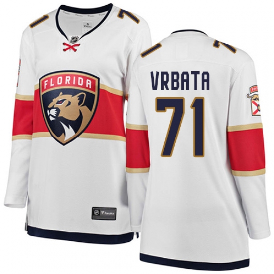 Women's Florida Panthers 71 Radim Vrbata Authentic White Away Fanatics Branded Breakaway NHL Jersey