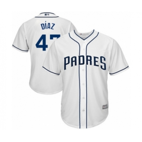 Youth San Diego Padres 47 Miguel Diaz Authentic White Home Cool Base Baseball Player Jersey