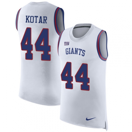 Men's Nike New York Giants 44 Doug Kotar White Rush Player Name & Number Tank Top NFL Jersey