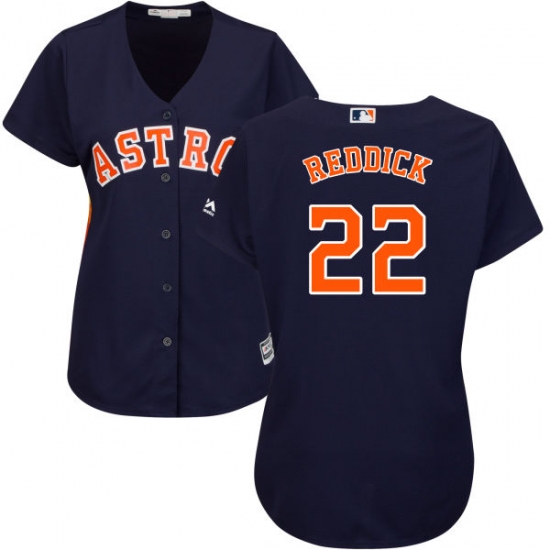 Women's Majestic Houston Astros 22 Josh Reddick Authentic Navy Blue Alternate Cool Base MLB Jersey