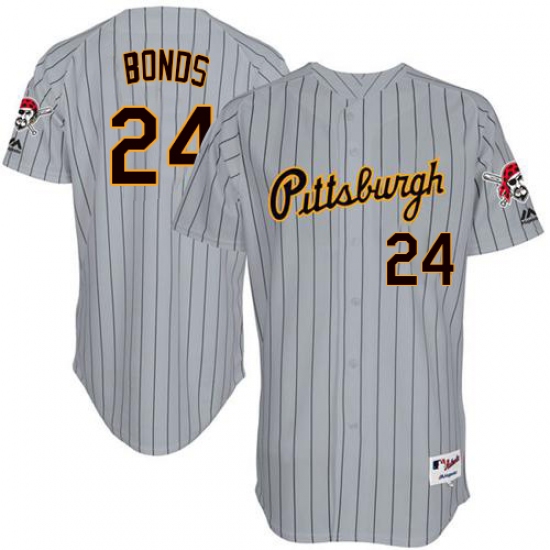 Men's Majestic Pittsburgh Pirates 24 Barry Bonds Authentic Grey 1997 Turn Back The Clock MLB Jersey