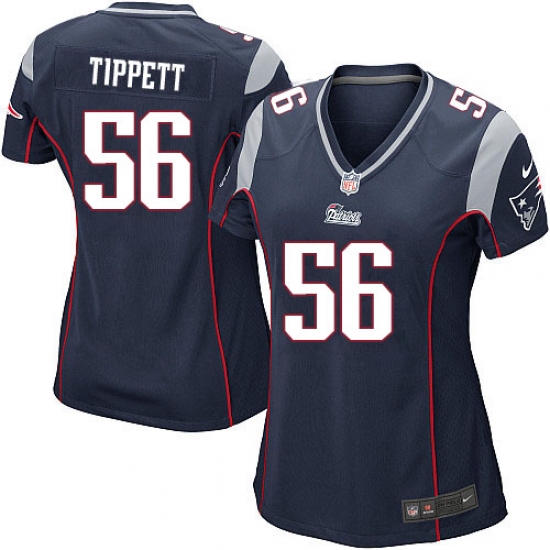 Women's Nike New England Patriots 56 Andre Tippett Game Navy Blue Team Color NFL Jersey