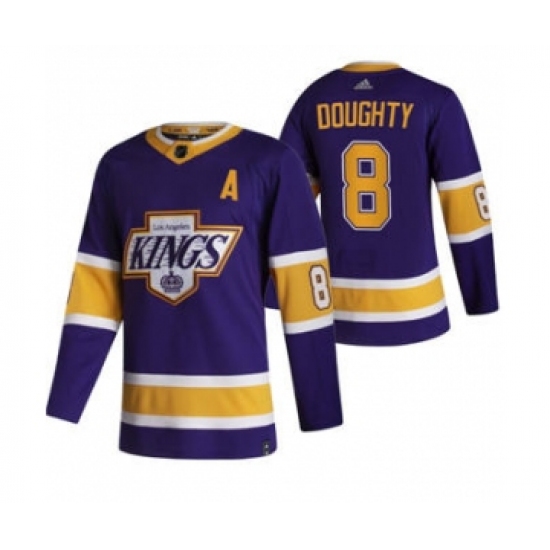 Men's Los Angeles Kings 8 Drew Doughty Black 2020-21 Reverse Retro Alternate Hockey Jersey