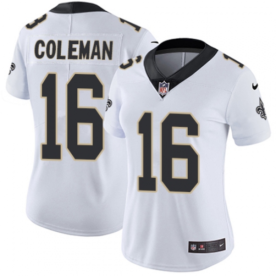 Women's Nike New Orleans Saints 16 Brandon Coleman White Vapor Untouchable Limited Player NFL Jersey