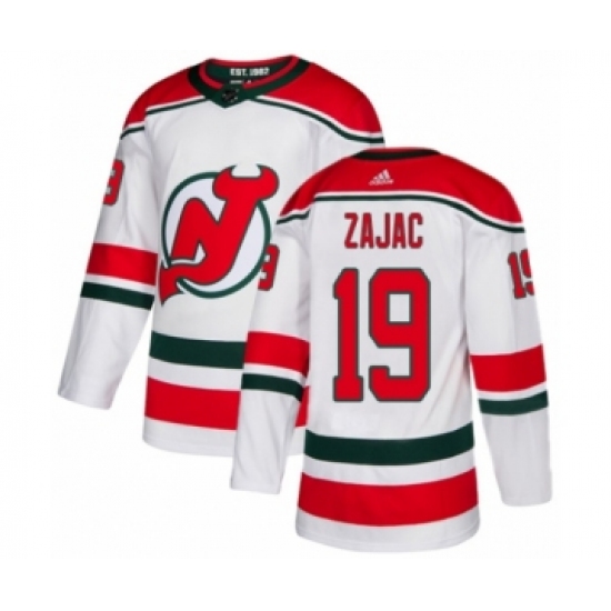 Men's Adidas New Jersey Devils 19 Travis Zajac Premier White Alternate NHL Jersey