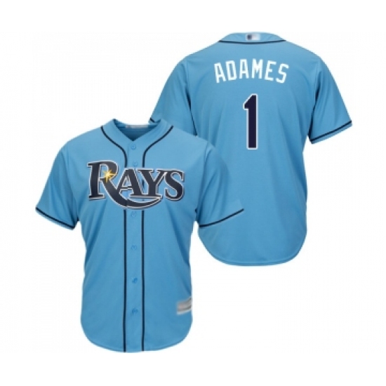 Youth Tampa Bay Rays 1 Willy Adames Replica Light Blue Alternate 2 Cool Base Baseball Jersey