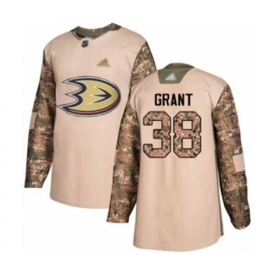 Youth Anaheim Ducks 38 Derek Grant Authentic Camo Veterans Day Practice Hockey Jersey