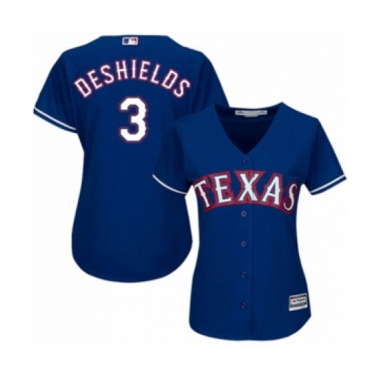 Women's Texas Rangers 3 Delino DeShields Jr. Authentic Royal Blue Alternate 2 Cool Base Baseball Player Jersey