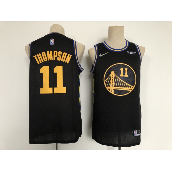 Men's Golden State Warriors 11 Klay Thompson Black City Player Jersey