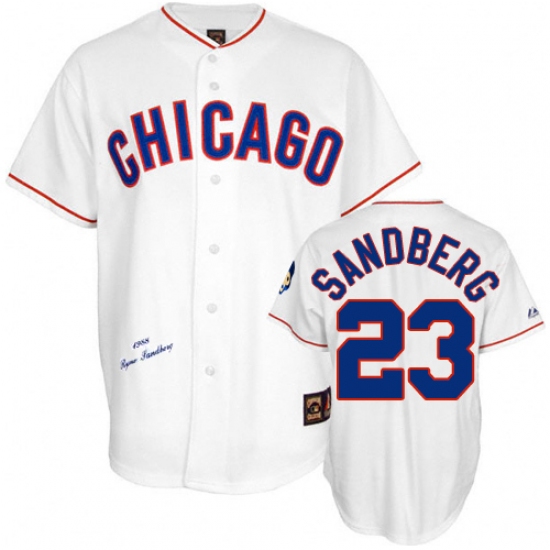 Men's Mitchell and Ness Chicago Cubs 23 Ryne Sandberg Replica White 1988 Throwback MLB Jersey