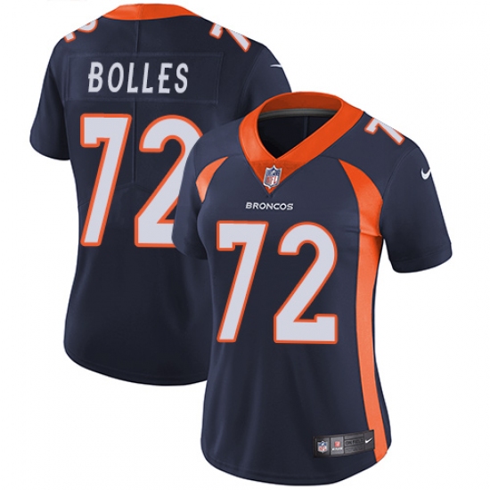 Women's Nike Denver Broncos 72 Garett Bolles Elite Navy Blue Alternate NFL Jersey