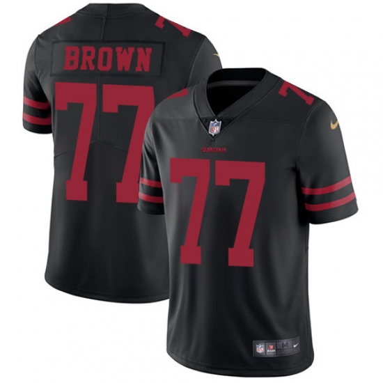 Men's Nike San Francisco 49ers 77 Trent Brown Black Alternate Vapor Untouchable Limited Player NFL Jersey