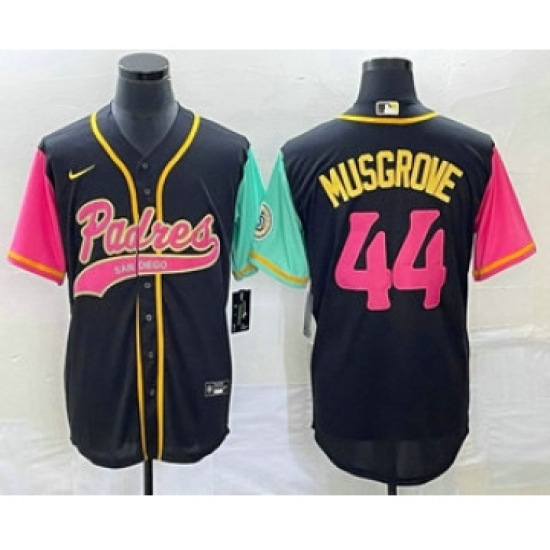 Men's San Diego Padres 44 Joe Musgrove Black NEW 2023 City Connect Cool Base Stitched Jersey1