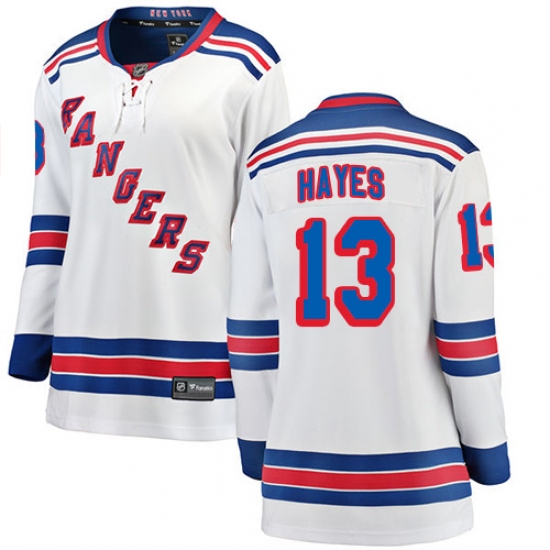 Women's New York Rangers 13 Kevin Hayes Fanatics Branded White Away Breakaway NHL Jersey