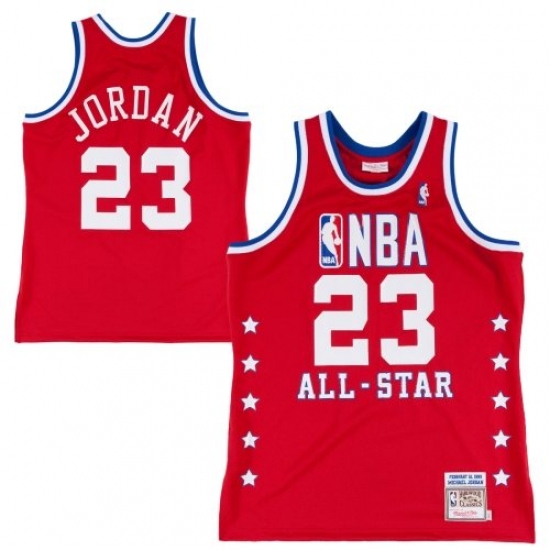 Men's Mitchell and Ness Chicago Bulls 23 Michael Jordan Authentic Red 1992 All Star Throwback NBA Jersey